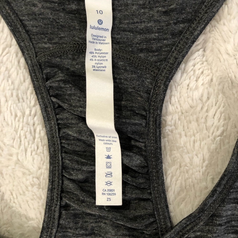 Lululemon Racerback Gray Tank Top excellent condition size 10 - Picture 5 of 6